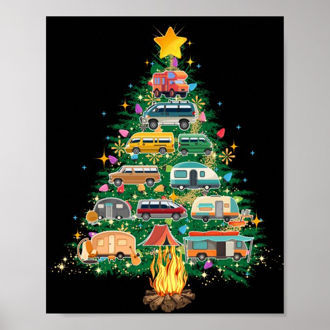 Affiche Camper Christmas Tree Véhicules Camping Rving (Devant)