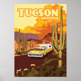 Affiche Camper de voyage de 28 po x 20 po - Tucson, Arizon