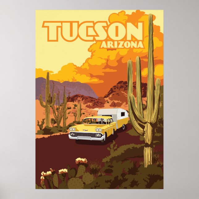 Affiche Camper de voyage de 28 po x 20 po - Tucson, Arizon (Devant)
