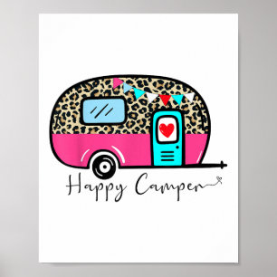 Affiche Camper Happy Summer Camp Camping Leopard Funny Gla