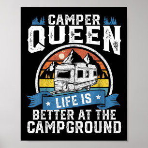 Affiche Camper Queen Life est meilleur Camping Funny Campi