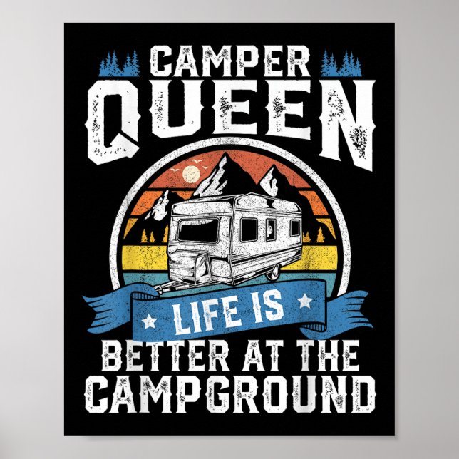 Affiche Camper Queen Life est meilleur Camping Funny Campi (Devant)