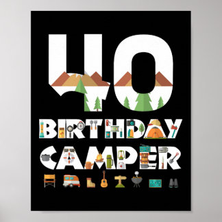 Affiche Camping 40e anniversaire Camper Party Tente Campin