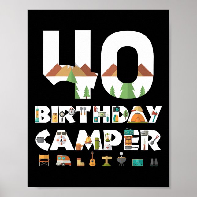 Affiche Camping 40e anniversaire Camper Party Tente Campin (Devant)