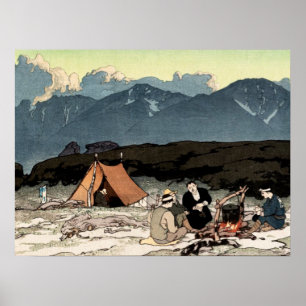 Affiche Camping Alpes du Japon méridional Yoshida Hiroshi 