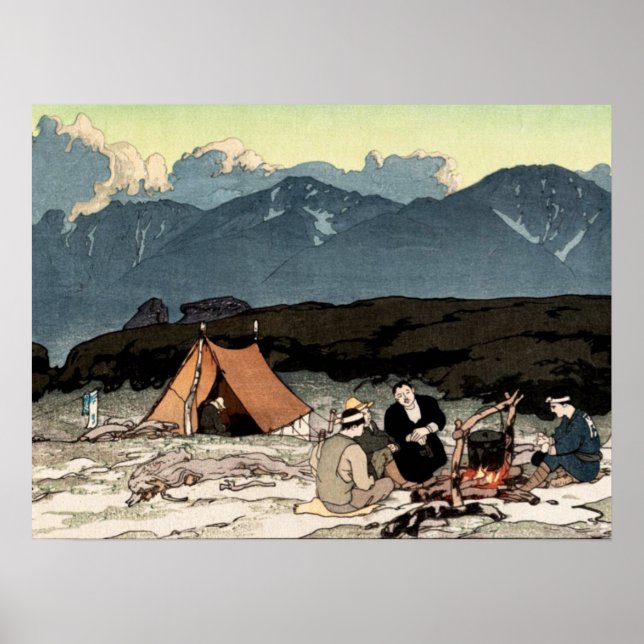 Affiche Camping Alpes du Japon méridional Yoshida Hiroshi  (Devant)