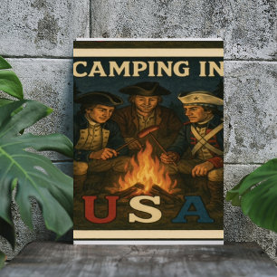 Affiche Camping aux Etats-Unis 4 juillet