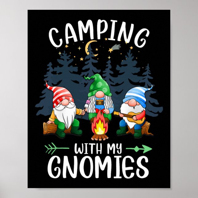 Affiche Camping avec mes gnomes drôle de camp de gnomes fe (Devant)