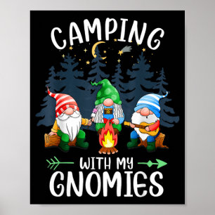 Affiche Camping avec mes gnomes drôle de camp de gnomes fe