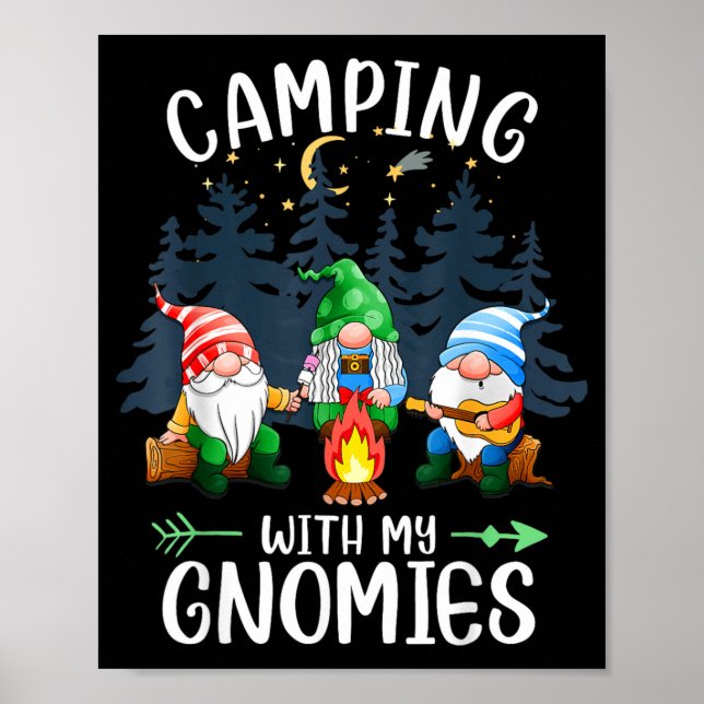 Affiche Camping avec mes gnomes drôle de camp de gnomes fe (Devant)