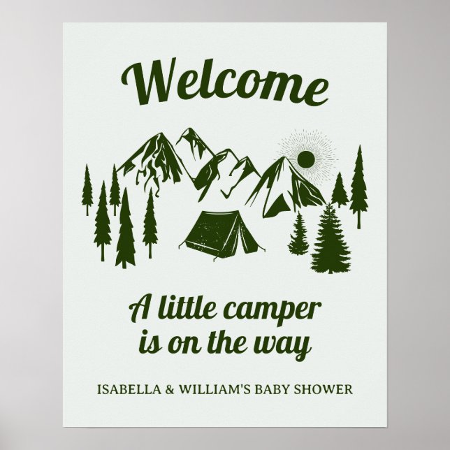 Affiche Camping Baby shower Little Camper Forest (Devant)