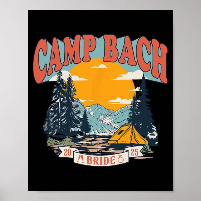Affiche Camping Bach Bride 2025 Camping Rétro Bachelorette (Devant)