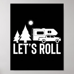 Affiche Camping-car Let's Roll Drôle Cadeau Camping Carava