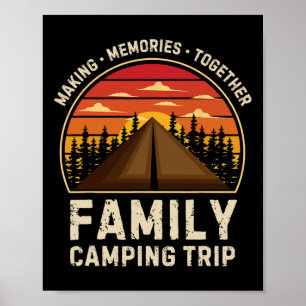 Affiche Camping-car vintage Camp Voyage de camping en fami