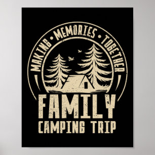 Affiche Camping-car vintage Camp Voyage de camping en fami