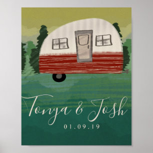 Affiche Camping Caravane Vintage Mariage Enterrement de Vi