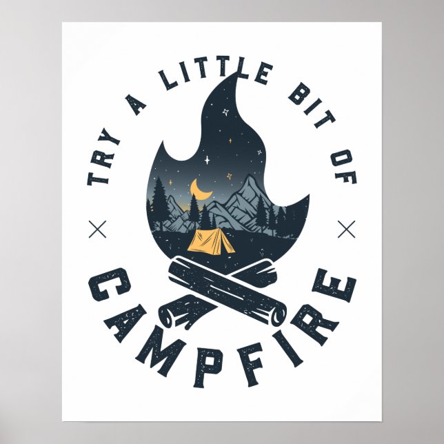 Affiche Camping cool Camper Feu de Campement Sous Les Mont (Devant)