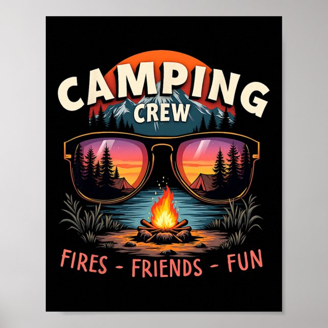 Affiche Camping Crew Fires Friends Fun Vacation Summer  (Devant)