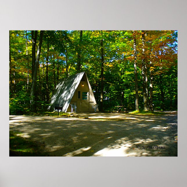 Affiche Camping dans un Cabine A-Frame (Devant)