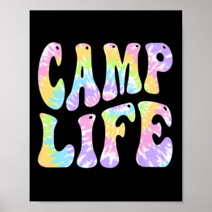 Affiche Camping d'été pour filles Camp d'été Tie-die Rétro