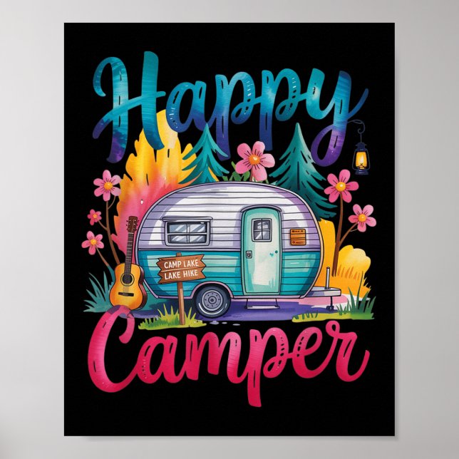 Affiche Camping drôle et heureux Vêtements de camping Remo (Devant)