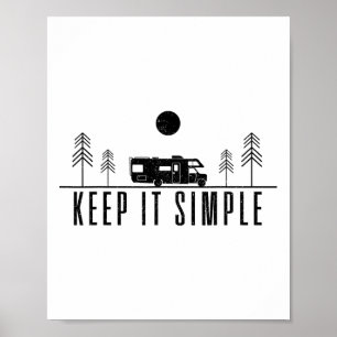 Affiche Camping en camping-car, simplicité de la montagne,