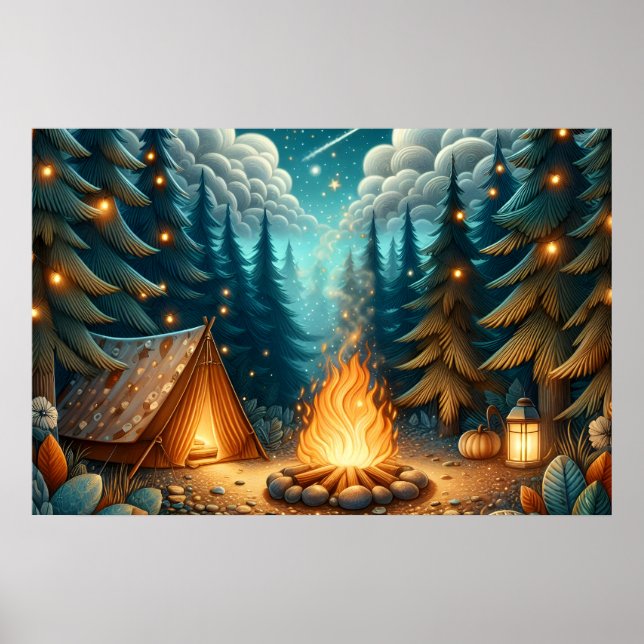 Affiche Camping en forêt (Devant)