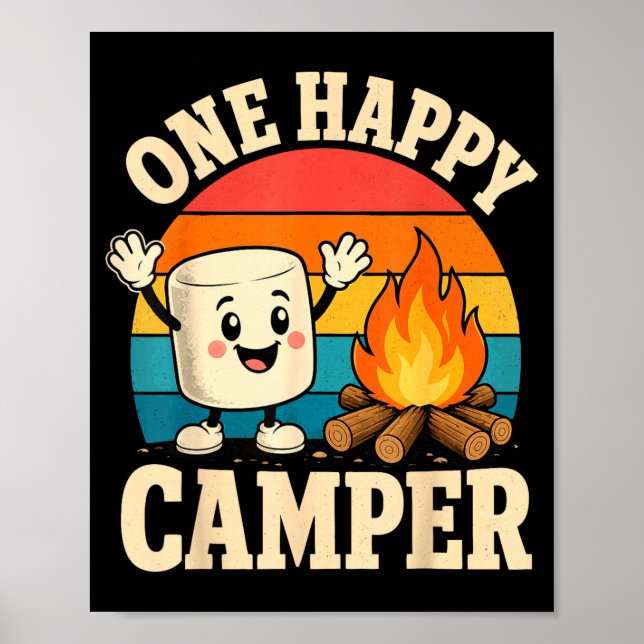 Affiche Camping enfants mignon feu de camp marshmallow  (Devant)