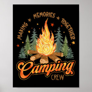 Affiche Camping Équipage Famille Amis Filles Enfants Enfan