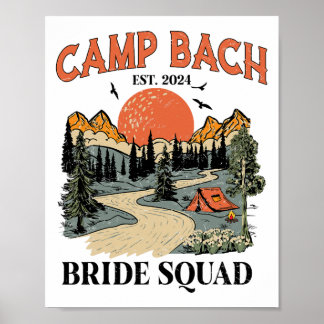 Affiche Camping Équipe de la Mariée Brigade de randonnée C