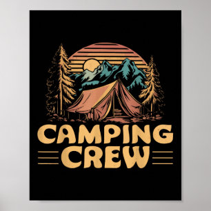 Affiche Camping Équipe Famille Amis Hommes Femmes Enfants