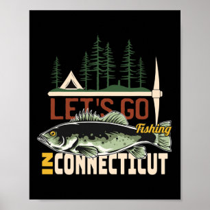 Affiche Camping et pêche dans le Connecticut - Nature Conn