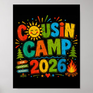 Affiche Camping familial cousin vintage 2026 vacances fami