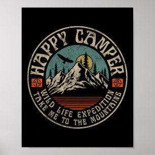 Affiche Camping heureux rétro vintage camping randonnée mo