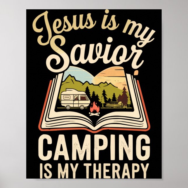 Affiche Camping jésus christ religion chrétien campeur (Devant)