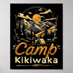 Affiche Camping Kikiwaka campeur randonnée tente forêt mon
