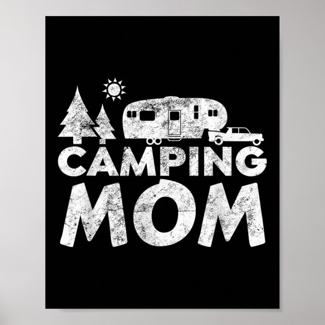 Affiche Camping Maman Chemise 5e Roue Camper Rv Vacances G (Devant)