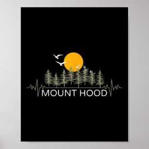 Affiche Camping nature Mont Hood rythme cardiaque Randonné