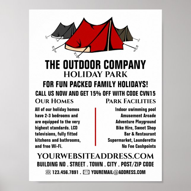 Affiche Camping, Parc de vacances Publicité (Devant)