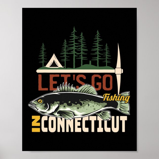 Affiche Camping Pêche En Connecticut - Nature Connecticu (Devant)