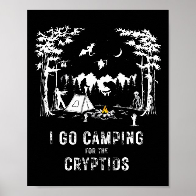 Affiche Camping pour les cryptides Bigfoot Mothman Alien S (Devant)