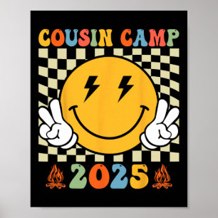 Affiche Camping Rétro des Cousins 2025 Vacances Familiales
