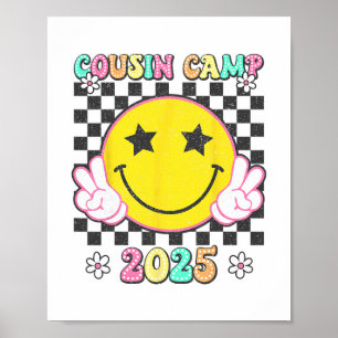Affiche Camping Rétro des Cousins 2025 Vacances Familiales