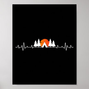 Affiche Camping Rétro Extérieur Battement de Coeur Nature 