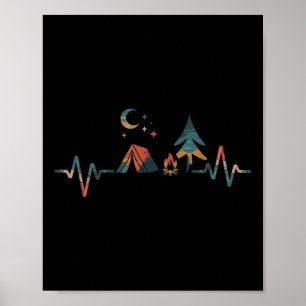 Affiche Camping Rétro Extérieur Battement de Coeur Nature 