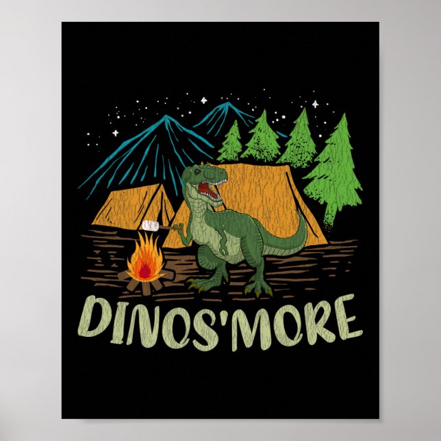 Affiche Camping S'more Dinosaur Lover Funny Dinosaur Campi (Devant)