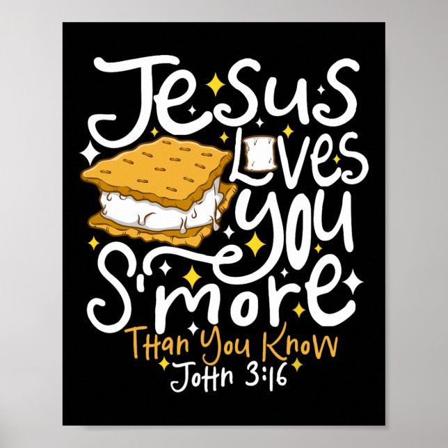 Affiche Camping Smore Jésus t'aime Jean Verset de la Bible (Devant)