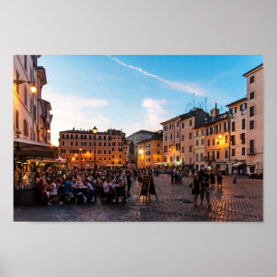 Affiche Campo de Fiori au coucher du soleil, Rome, Italie,