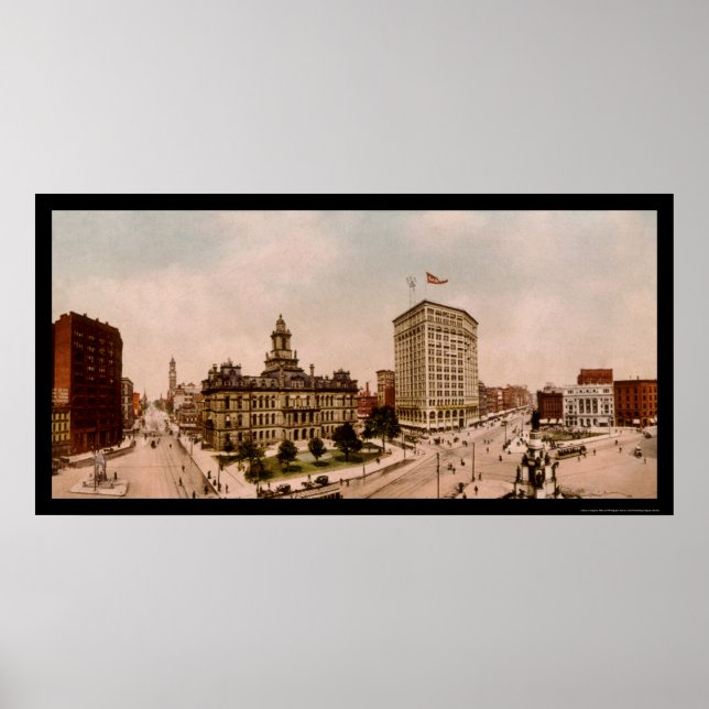 Affiche Campus Martius à Detroit, MI 1900 (Devant)