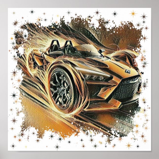 Affiche can am High-Speed Orange Supercar (Devant)